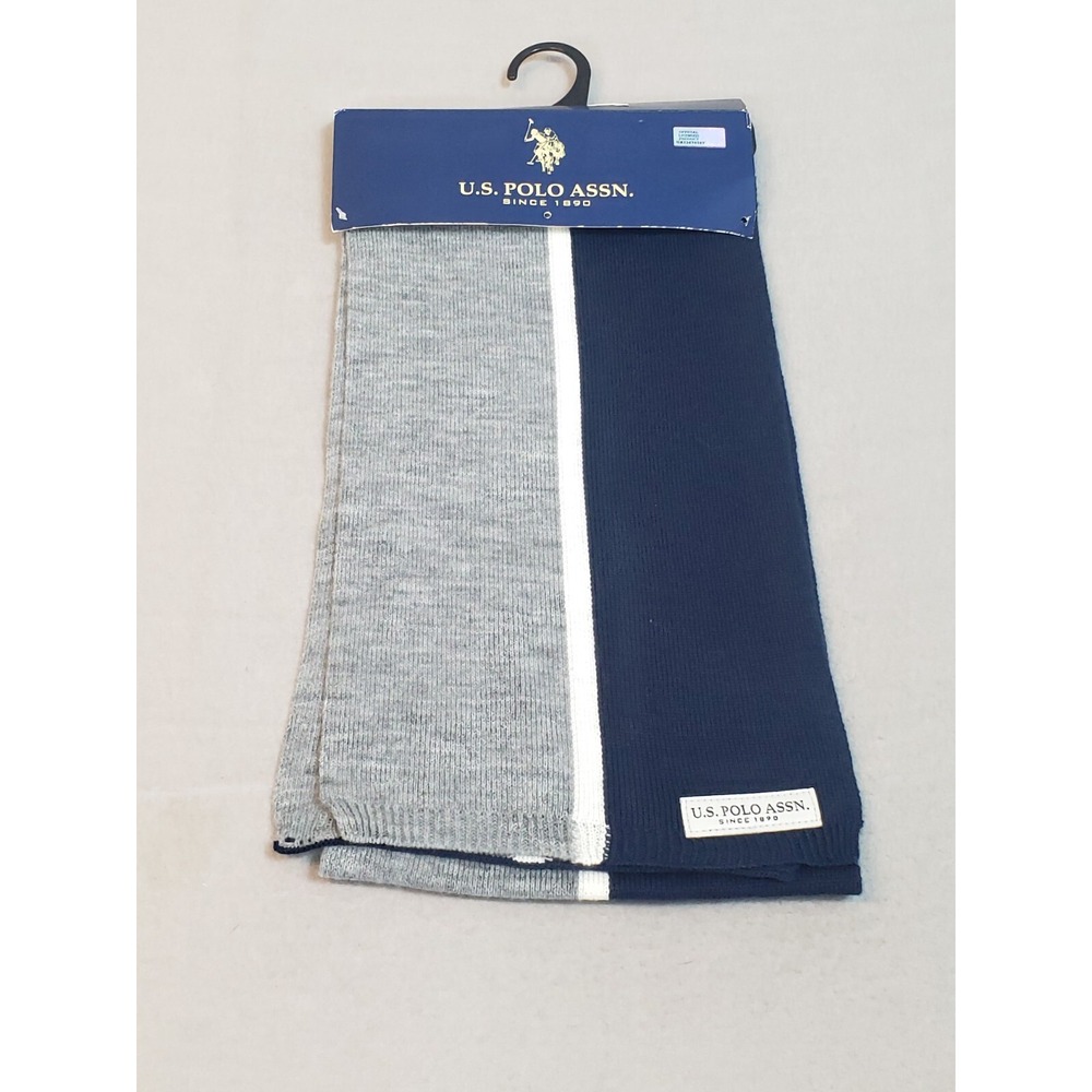 US Polo Winter‎ Scarf Blue Gray 52" Long New